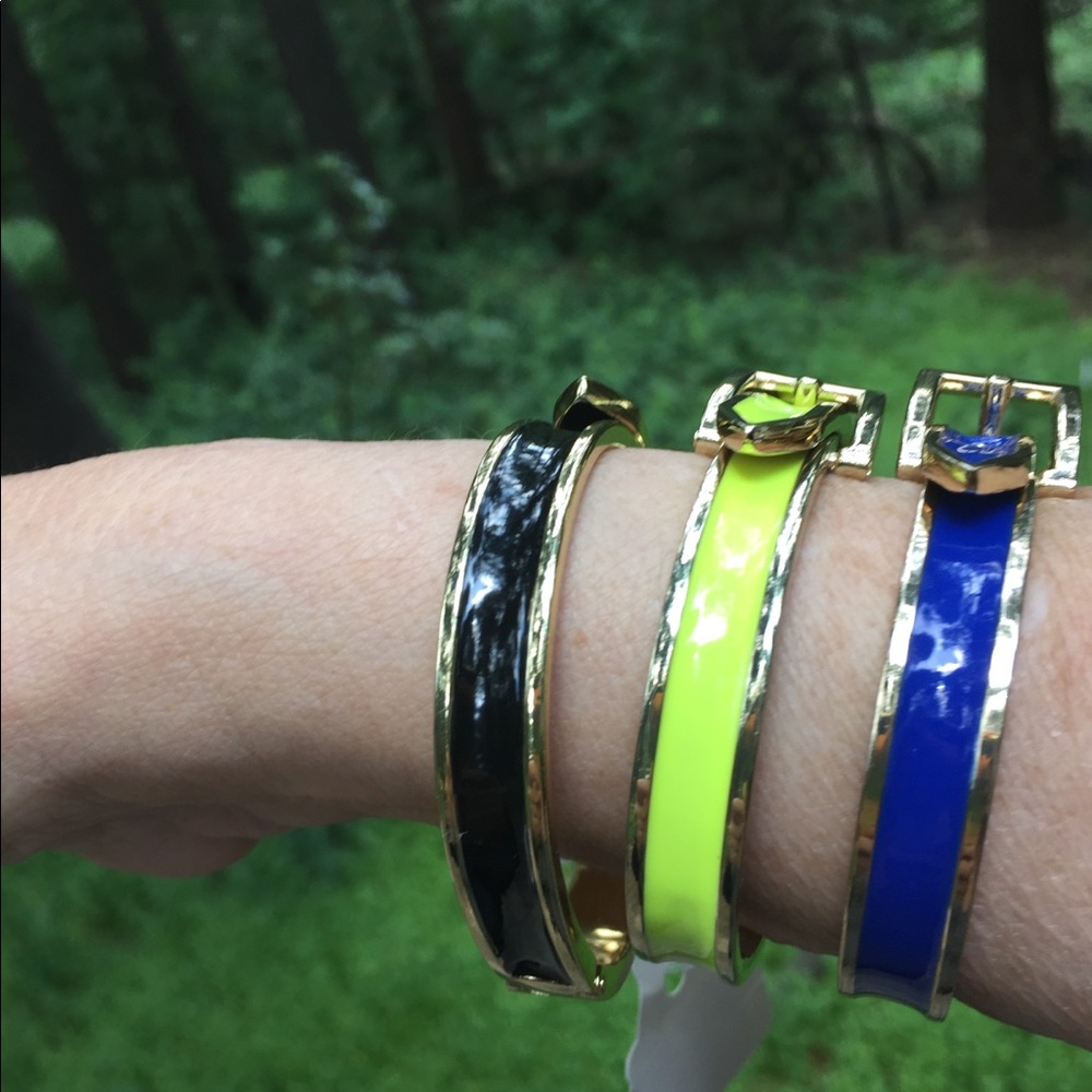 Enamel and gold metal belt buckle bangle bracelets bundle of 3 gold bracket HP25 - Picture 4 of 16